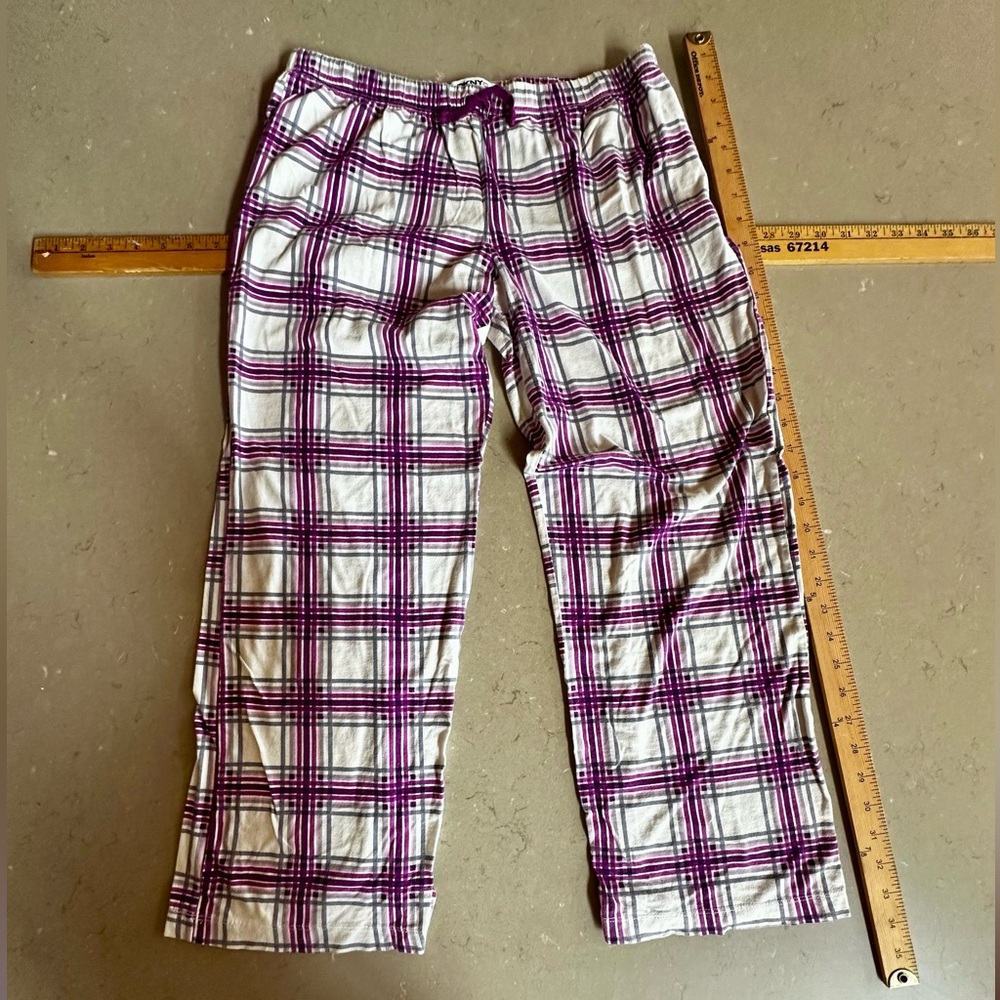 DKNY Plaid Pajama Set Top and Bottoms Pants Flannel Womens S Small